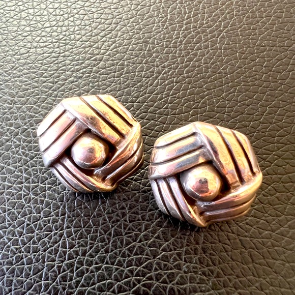 BRIGHTON Sonoran Knot Button Style Pierced Earrings Silver Plated - Picture 2 of 10
